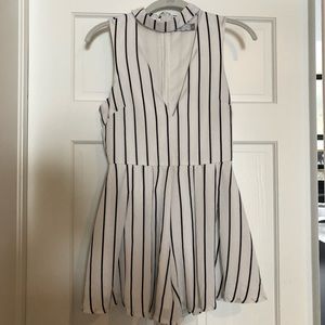 LF black and white striped romper